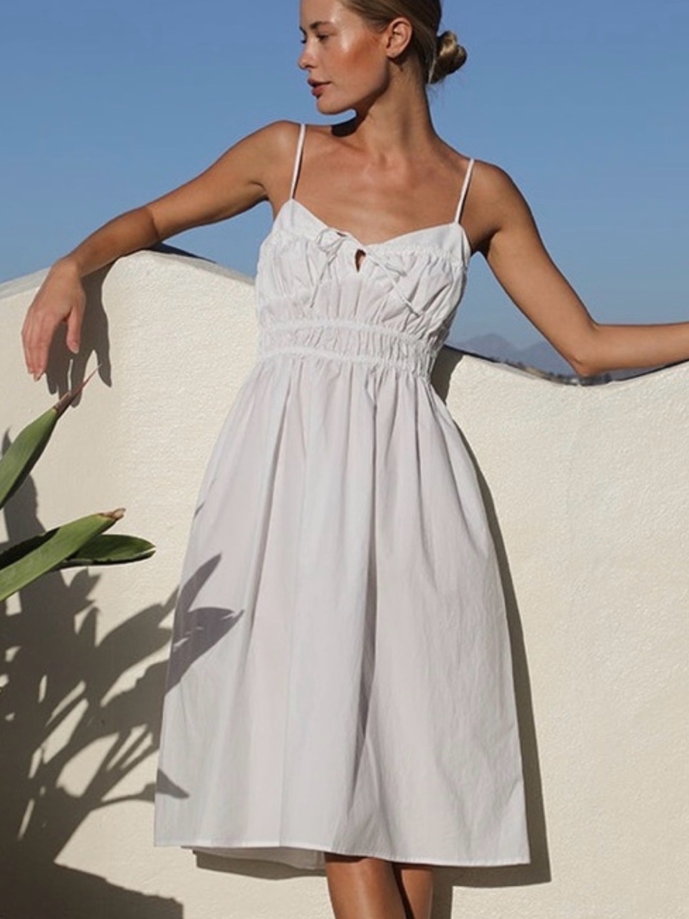 Ciao Lucia White Spaghetti-Strap Midi Dress